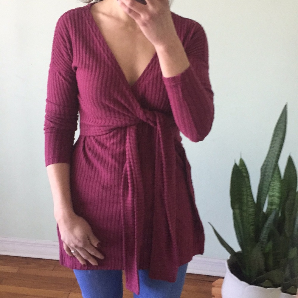 Free People Burgundy Wrap Tunic